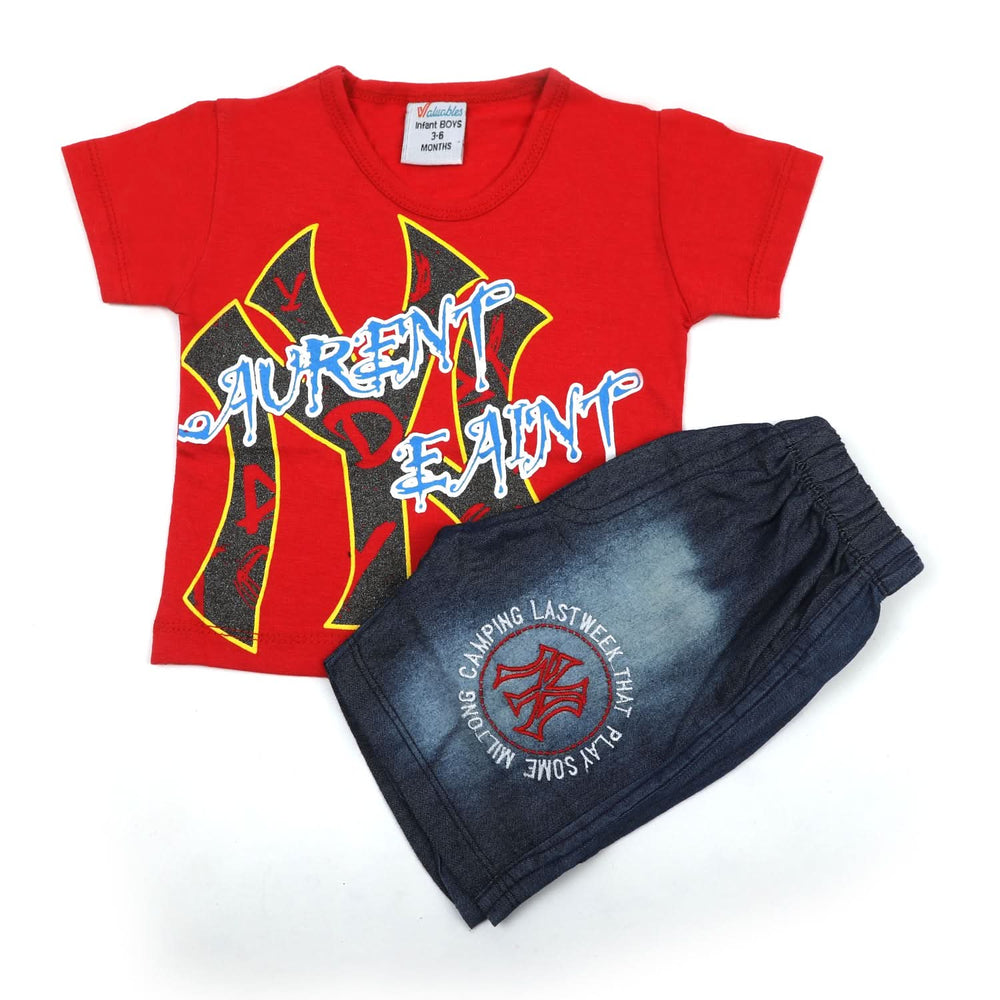 Newborn Boys Half Sleeves Suit - Red, Newborn Boys Sets & Suits, Chase Value, Chase Value