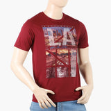 Men's Round Neck Half Sleeves Printed T-Shirt - Maroon, Men's T-Shirts & Polos, Chase Value, Chase Value