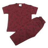 Newborn Boys Round Neck Half Sleeves Night Suit - Maroon, Newborn Boys Sets & Suits, Chase Value, Chase Value