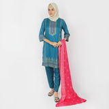 Women's Printed Stitched 03pcs Suit - Steel Green, Women Shalwar Suits, Chase Value, Chase Value