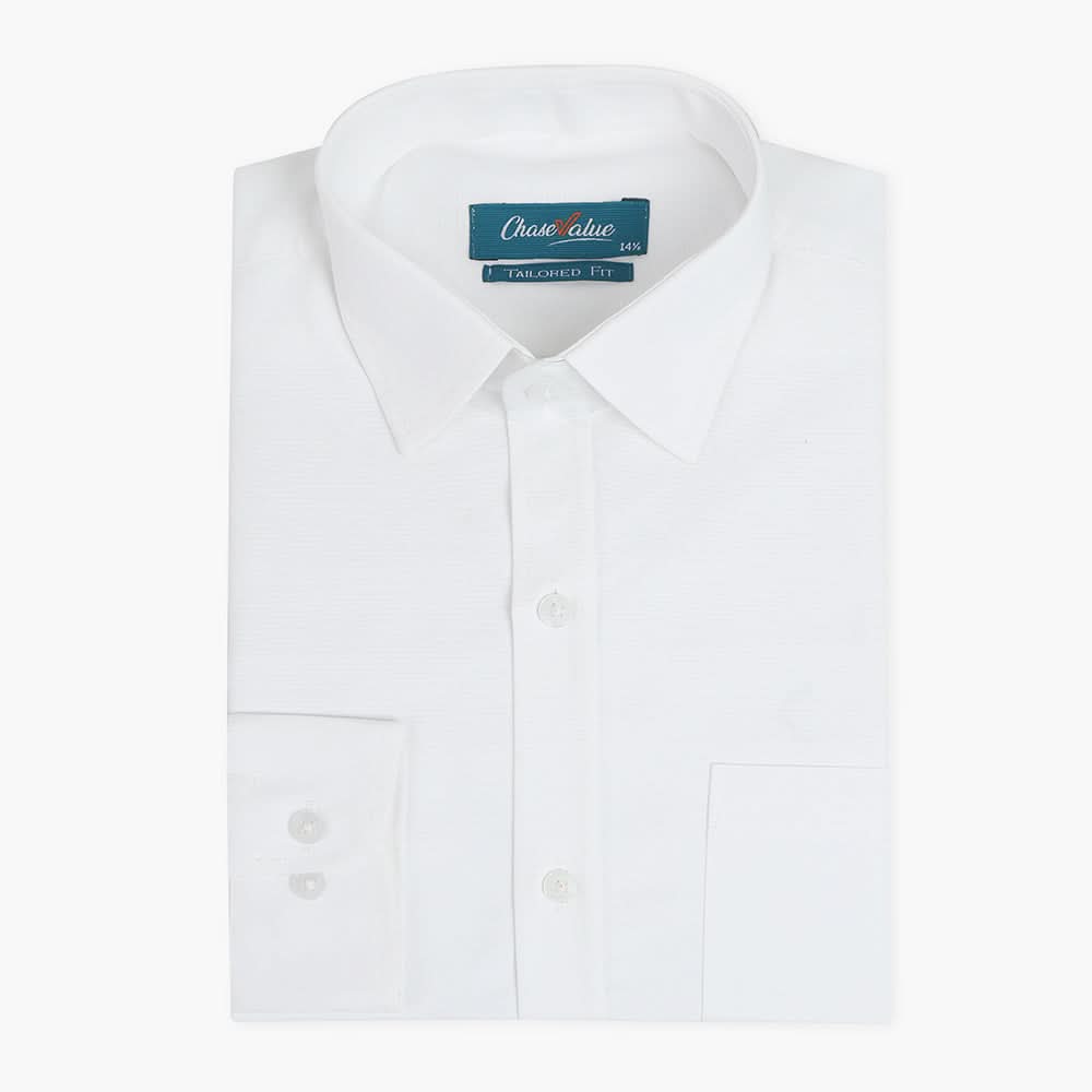 Mens Formal Plain Shirt - White, Men's Shirts, Chase Value, Chase Value