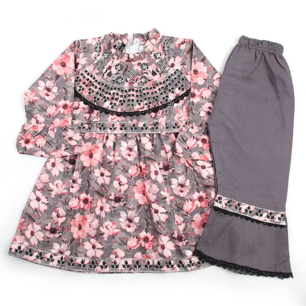 Girl Embroidered Shalwar Suit - Pink, Girls Shalwar Kameez, Chase Value, Chase Value