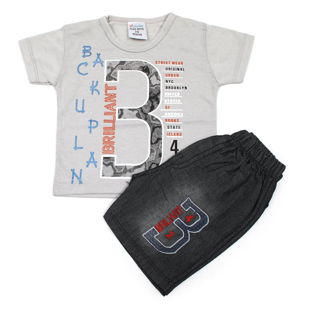 Newborn Boys Half Sleeves Suit - Grey, Newborn Boys Sets & Suits, Chase Value, Chase Value