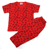Newborn Boys Round Neck Half Sleeves Night Suit - Red, Newborn Boys Sets & Suits, Chase Value, Chase Value