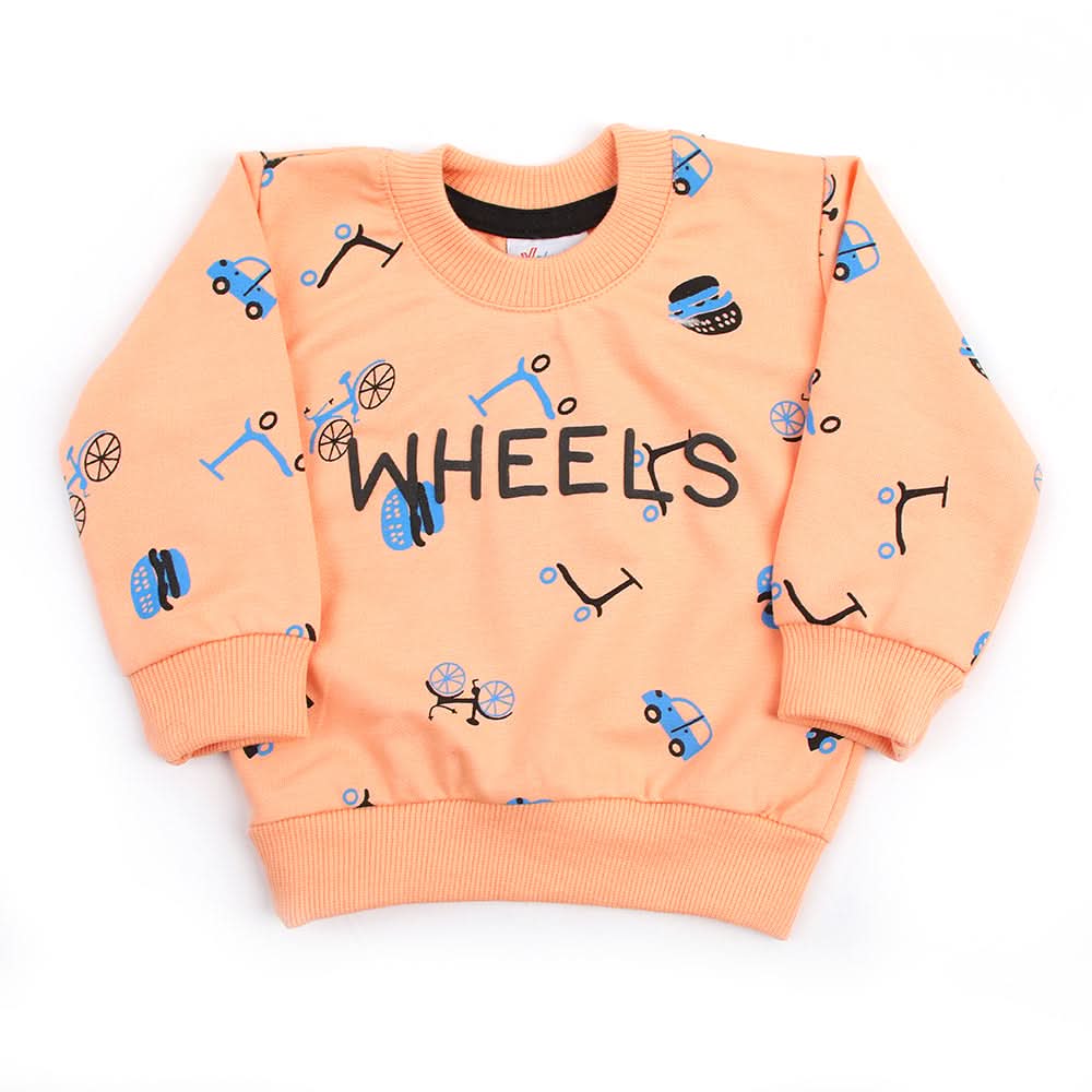 Newborn Boys Full Sleeves T-Shirt - Peach, Newborn Boys Shirts & T-Shirts, Chase Value, Chase Value