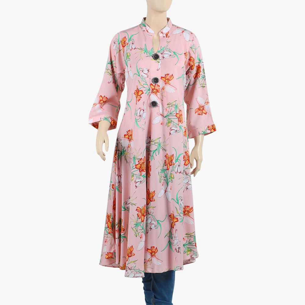 Women's Jalpari Printed Stitched Kurti - Peach, Women Ready Kurtis, Chase Value, Chase Value
