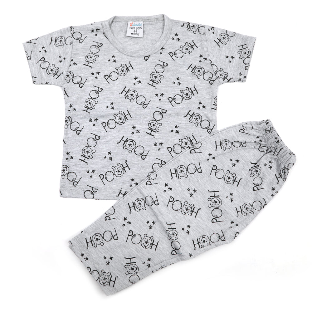 Newborn Boys Round Neck Half Sleeves Night Suit - Grey, Newborn Boys Sets & Suits, Chase Value, Chase Value