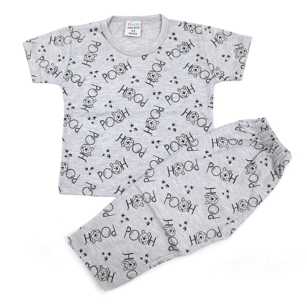 Newborn Boys Round Neck Half Sleeves Night Suit - Grey, Newborn Boys Sets & Suits, Chase Value, Chase Value