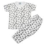 Newborn Boys Round Neck Half Sleeves Night Suit - White, Newborn Boys Sets & Suits, Chase Value, Chase Value