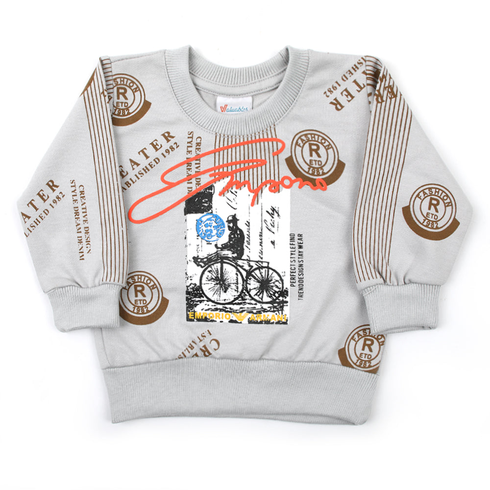Newborn Boys Full Sleeves T-shirt - Grey, Newborn Boys Shirts & T-Shirts, Chase Value, Chase Value