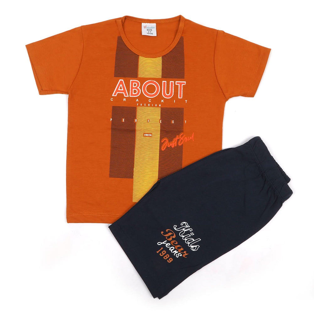 Boys Half Sleeves Short Suit - Rust, Boys Sets & Suits, Chase Value, Chase Value
