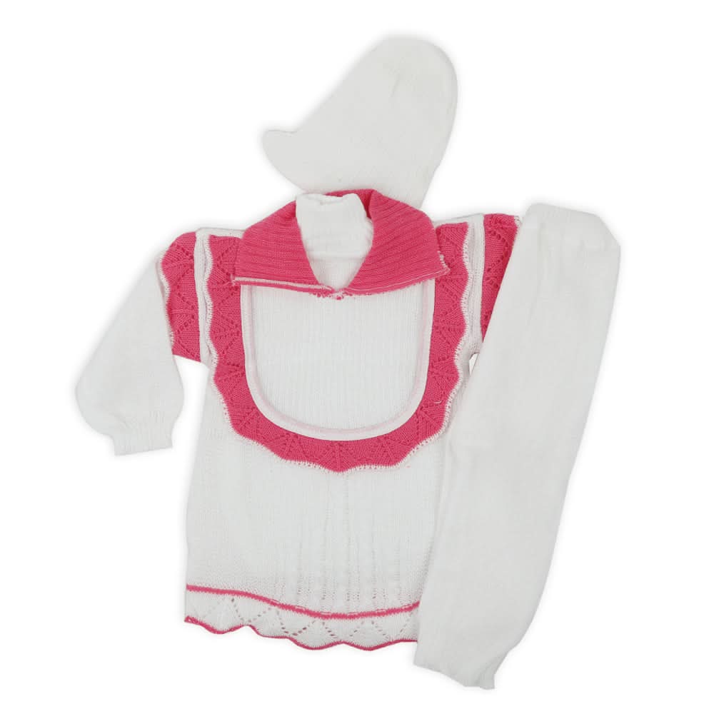 Newborn Girls Full Sleeves Sweater Suit - Pink, Newborn Girls Sets & Suits, Chase Value, Chase Value