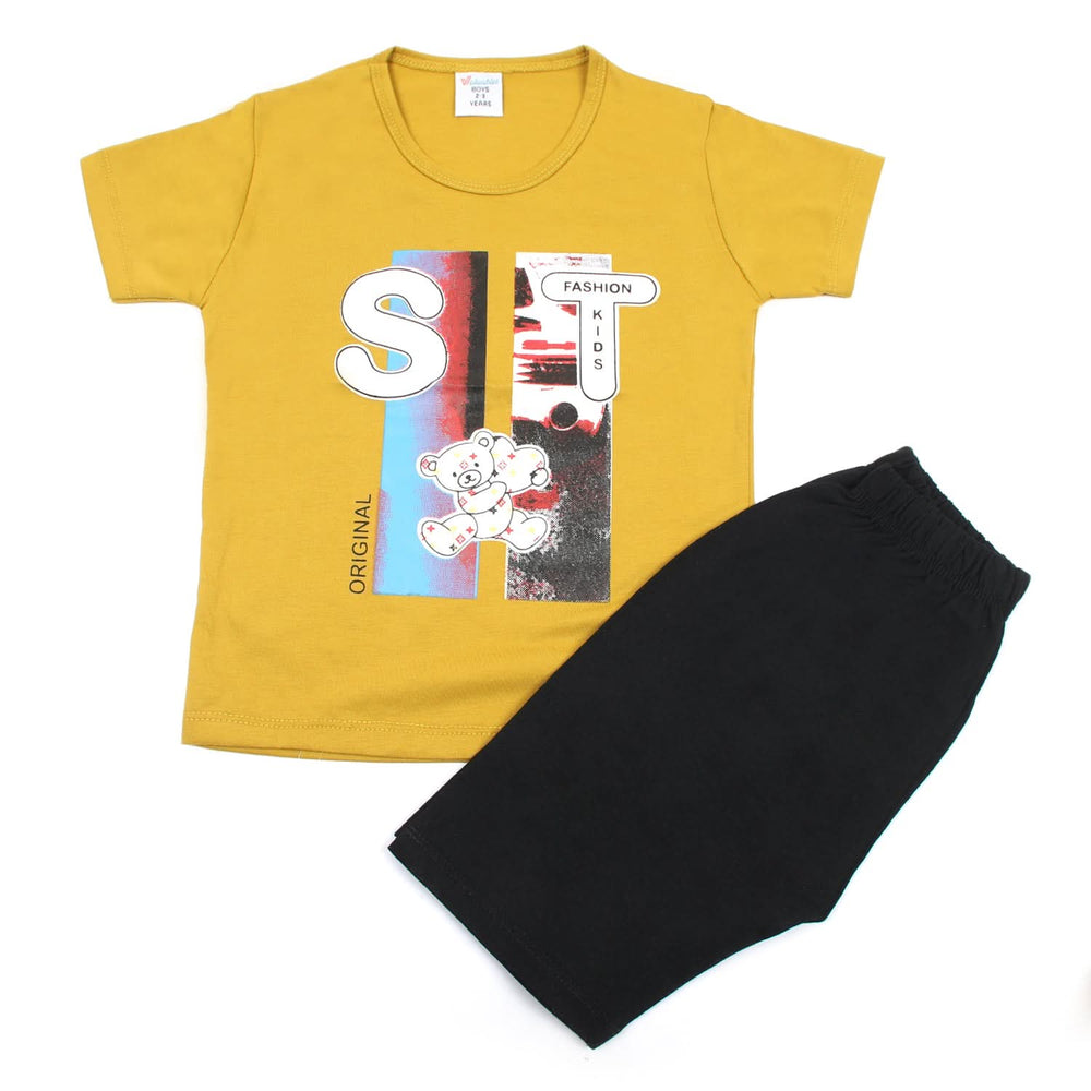 Boys Half Sleeves Short Suit - Mustard, Boys Sets & Suits, Chase Value, Chase Value