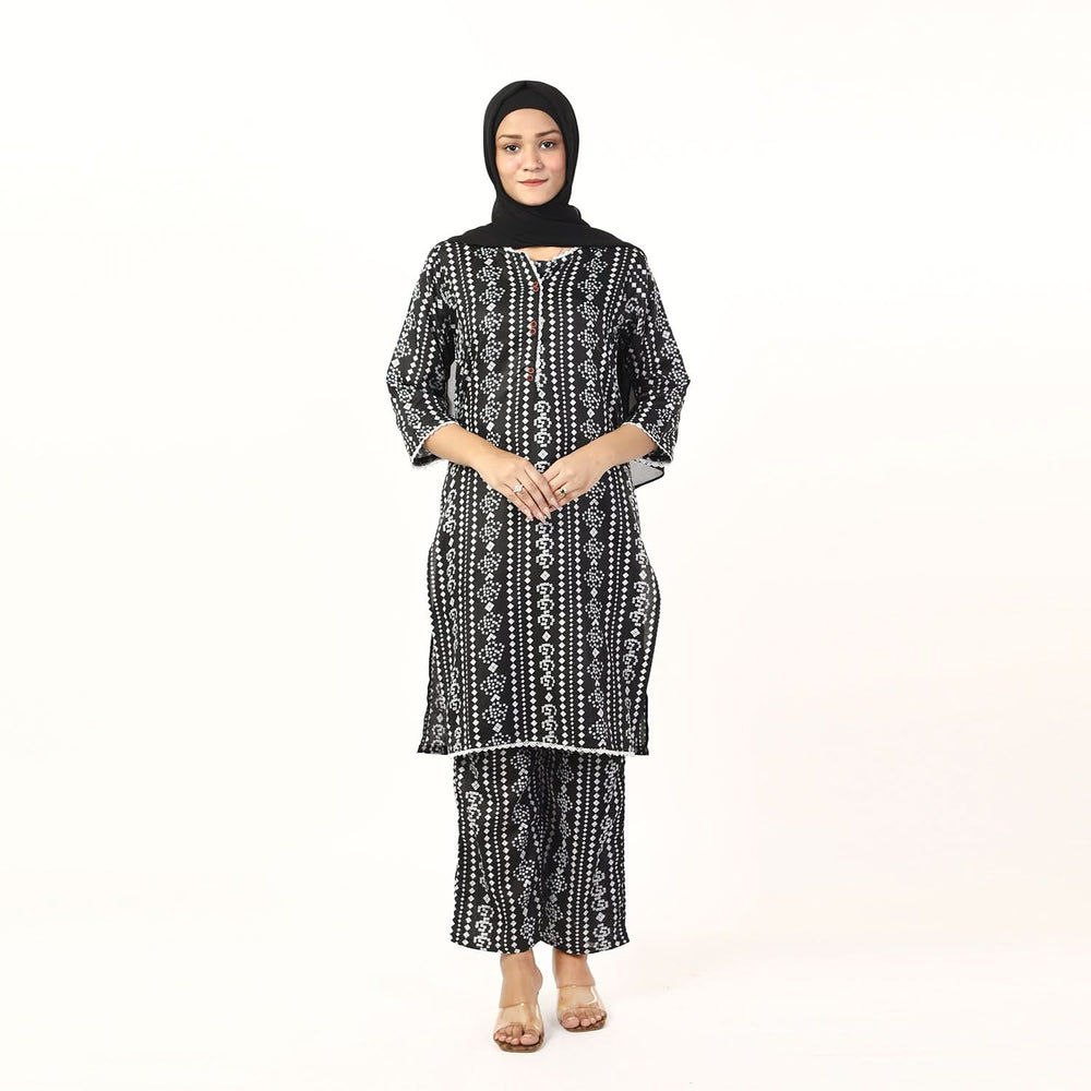 Women'S Printed Co-Ord Set Suit - Black, Women Co-Ord Set, Chase Value, Chase Value