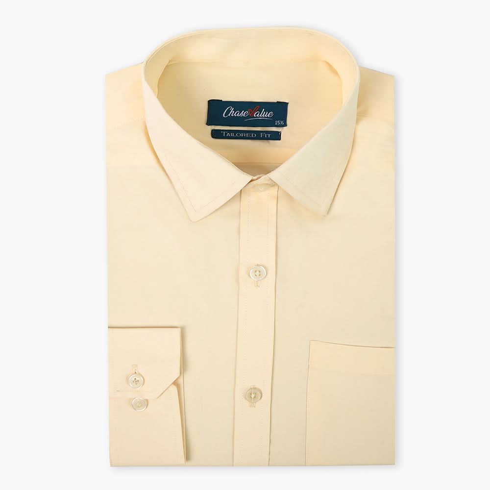 Men's Formal Plain Shirt - Cream, Men's Shirts, Chase Value, Chase Value