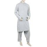 Men's Slim Fit Embroidered Shalwar Suit - Grey, Men's Shalwar Kameez, Eminent, Chase Value