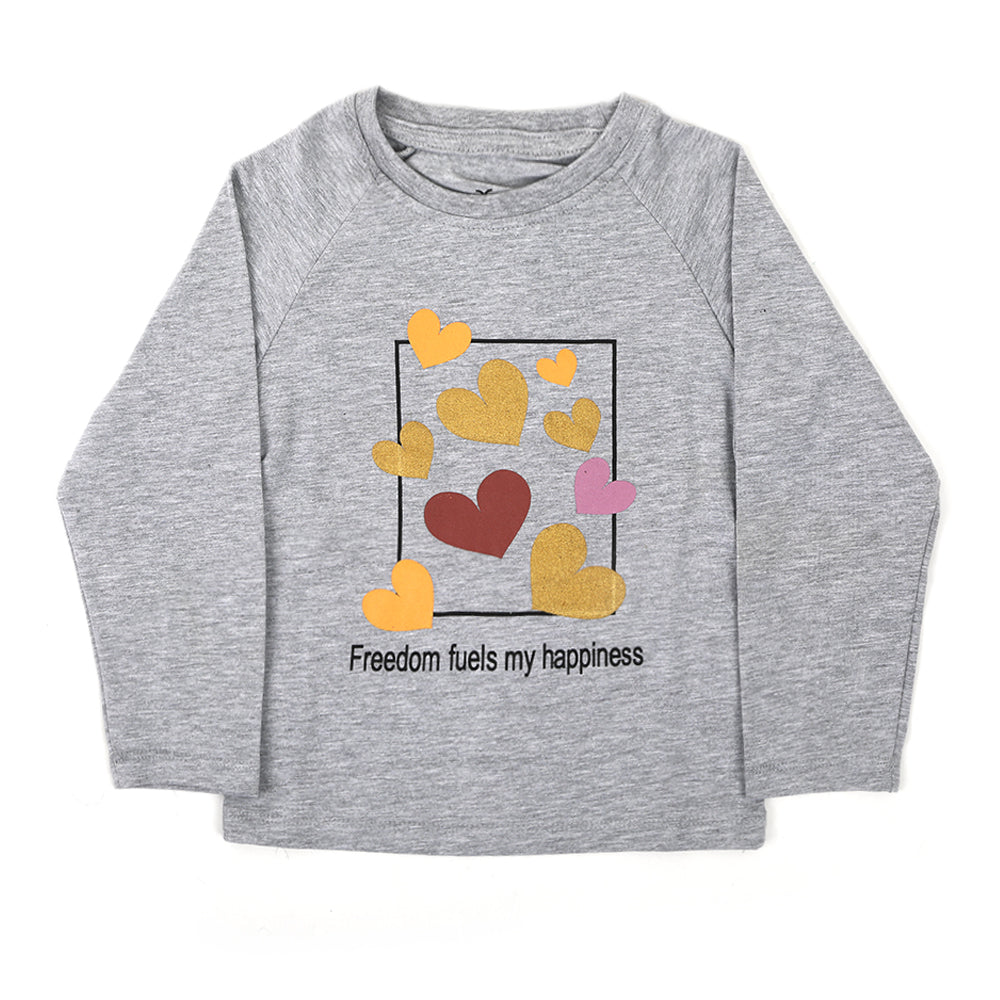 Eminent Girls Full Sleeves T-Shirt - Ash Grey, Girls T-Shirts, Eminent, Chase Value