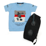 Boys Half Sleeves Denim Short Suit - Sky Blue, Boys Sets & Suits, Chase Value, Chase Value
