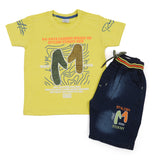 Boys Half Sleeves Denim Short Suit - Yellow, Boys Sets & Suits, Chase Value, Chase Value