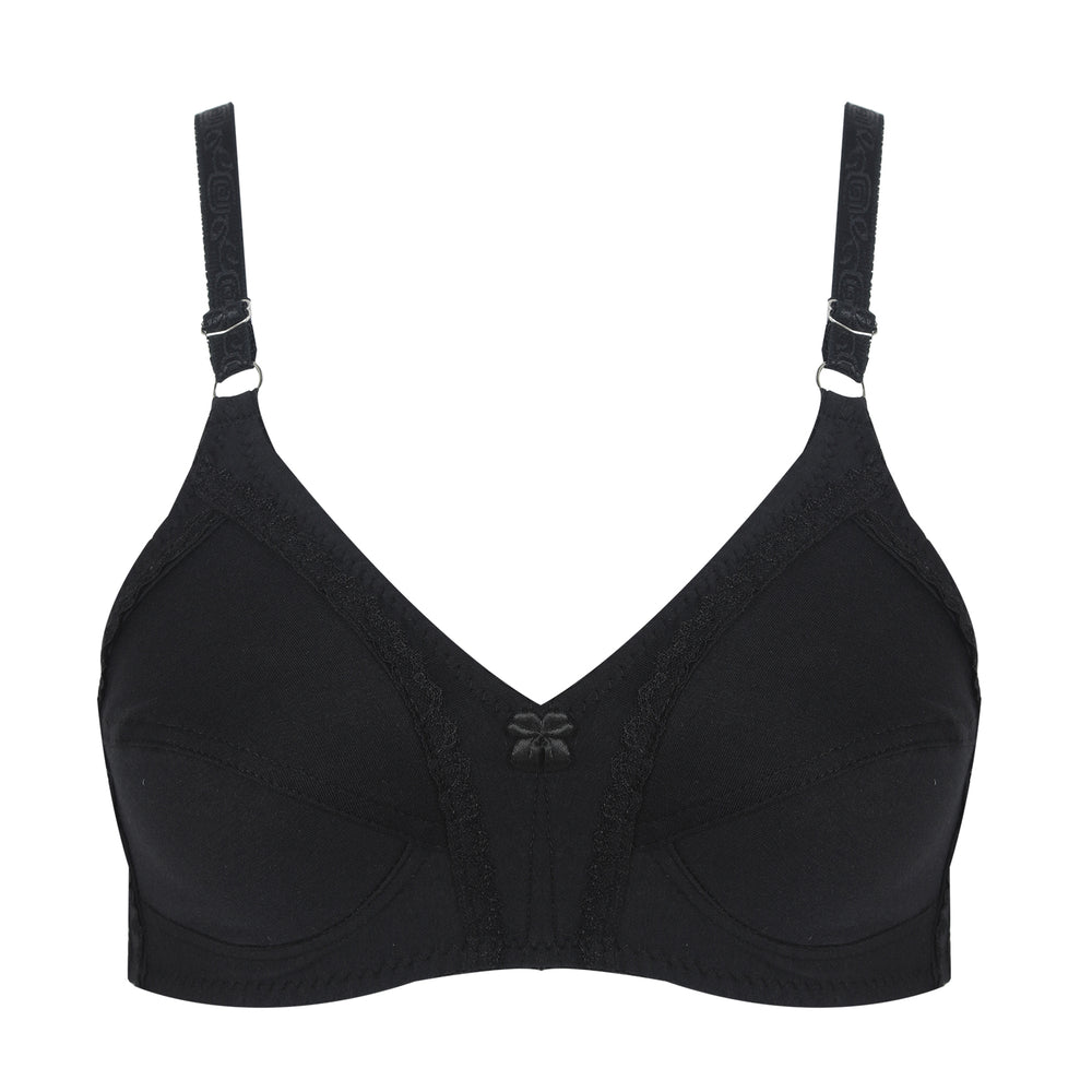 Women's Cotton Bra Plain Lace - Black, Women Bras, Chase Value, Chase Value