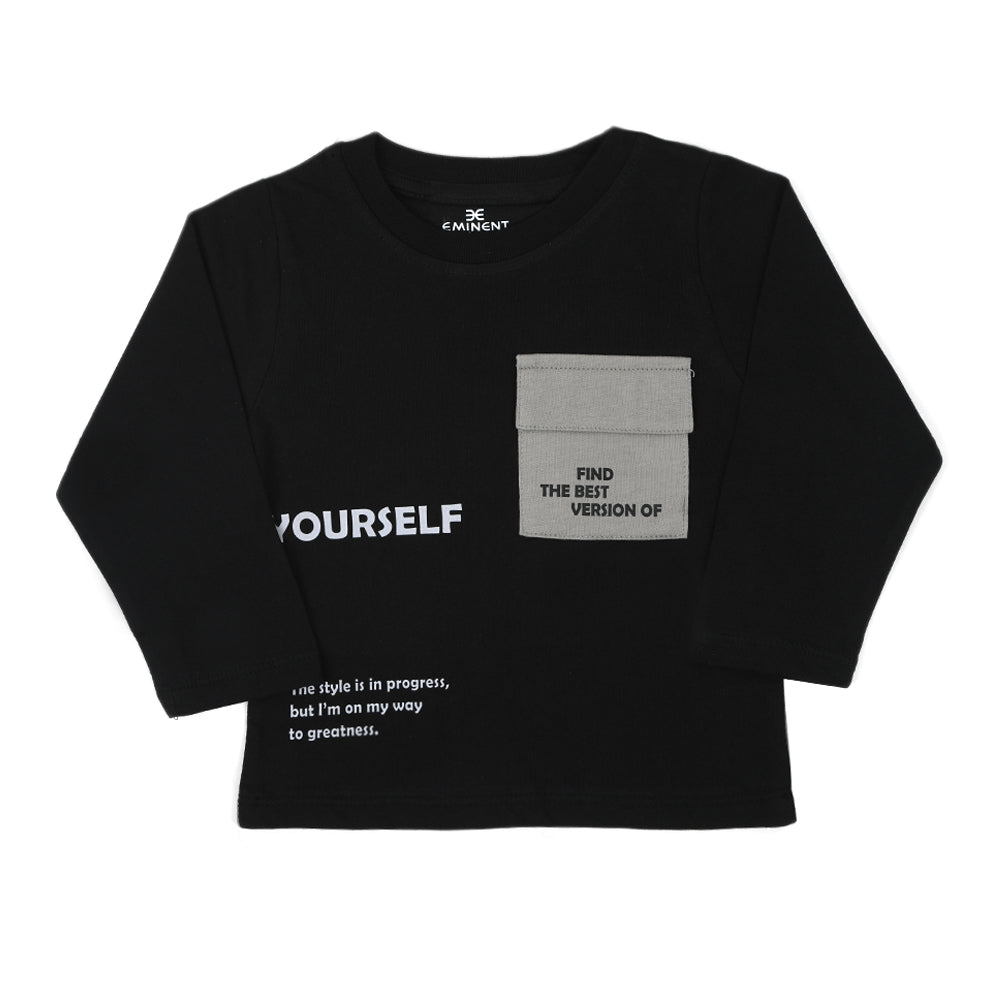Eminent Boys Full Sleeves T-Shirt - Jet Black, Boys T-Shirts, Eminent, Chase Value