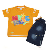 Boys Half Sleeves Denim Short Suit - Mustard, Boys Sets & Suits, Chase Value, Chase Value
