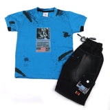 Boys Half Sleeves Denim Short Suit - Blue, Boys Sets & Suits, Chase Value, Chase Value