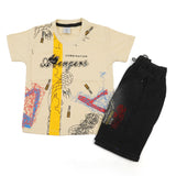 Boys Half Sleeves Denim Short Suit - Fawn, Boys Sets & Suits, Chase Value, Chase Value