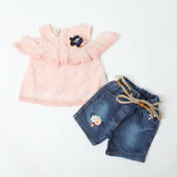 Newborn Girls Half Sleeves Suit - Peach, Newborn Girls Sets & Suits, Chase Value, Chase Value