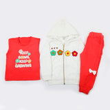 Girls Full Sleeves 3pcs Suit - Orange, Girls Suits, Chase Value, Chase Value