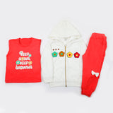 Girls Full Sleeves 3pcs Suit - Orange, Girls Suits, Chase Value, Chase Value