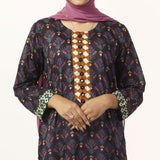 Women's Printed Lawn Kurti - Purple, Women Ready Kurtis, Chase Value, Chase Value