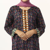 Women's Printed Lawn Kurti - Purple, Women Ready Kurtis, Chase Value, Chase Value