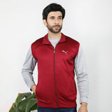 Men's Sleevesless Mock Neck Zipper Jacket - Maroon, Men's Jackets & Hoodies, Chase Value, Chase Value