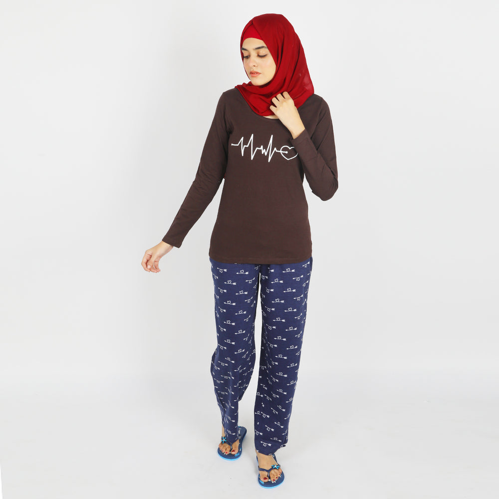 Women's Full Sleeves Knitted Set - Brown, Women Two Piece Outfit, Chase Value, Chase Value