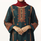 Women's Cotton Embroidered 2Pcs Suit - Steel Blue, Women Shalwar Suits, Chase Value, Chase Value