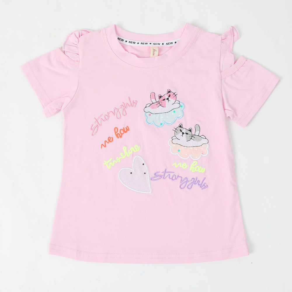 Girls Half Sleeves T-Shirt - Pink, Girls T-Shirts, Chase Value, Chase Value
