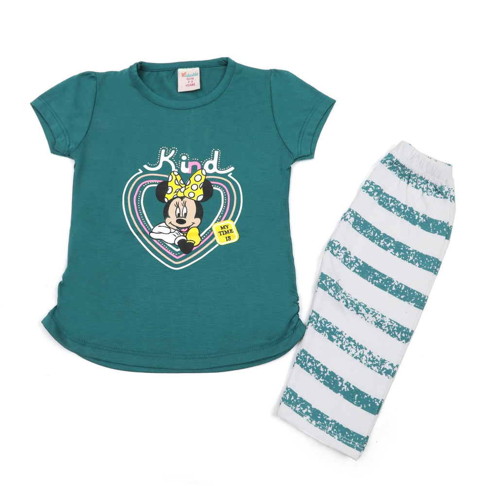 Girls Half Sleeves Suit - Steel Green, Girls Suits, Chase Value, Chase Value