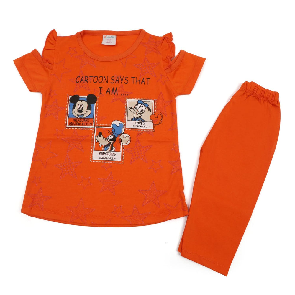 Girls Half Sleeves Suit - Orange, Girls Suits, Chase Value, Chase Value