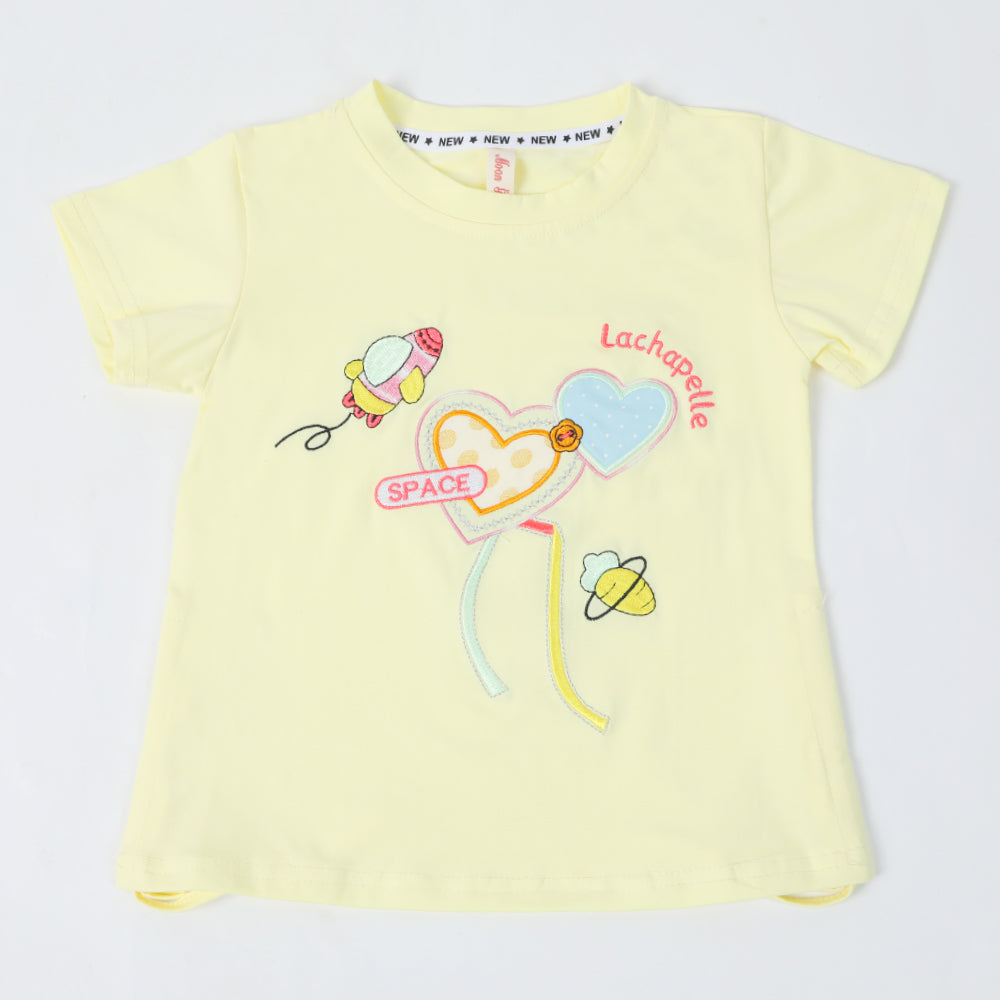 Girls Half Sleeves T-Shirt - Yellow, Girls T-Shirts, Chase Value, Chase Value