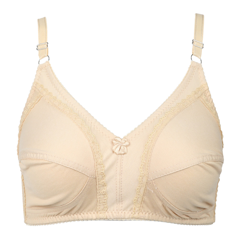 Women's Cotton Bra Plain Lace - Skin, Women Bras, Chase Value, Chase Value