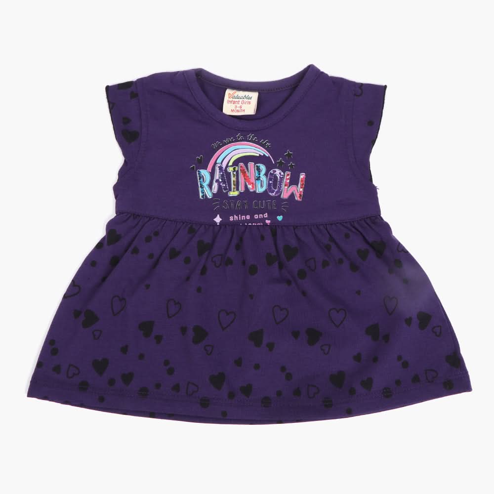 Newborn Girls Half Sleeves Frock - Purple, Newborn Girls Frocks, Chase Value, Chase Value