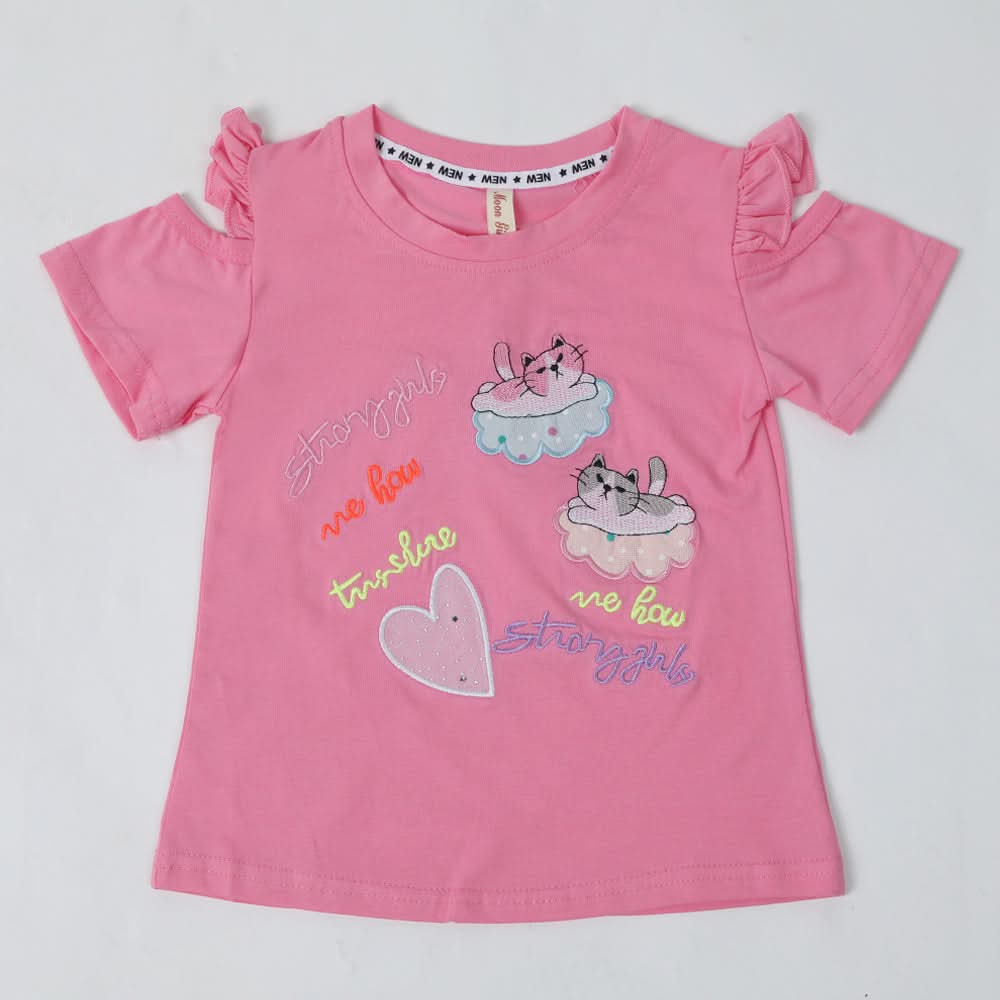 Girls Half Sleeves T-Shirt - Pink, Girls T-Shirts, Chase Value, Chase Value