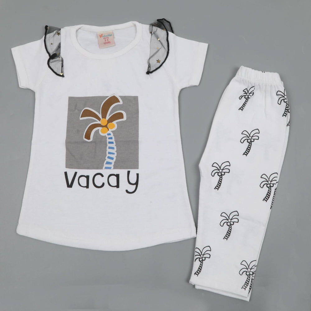 Girls Half Sleeves Suit - White, Girls Suits, Chase Value, Chase Value