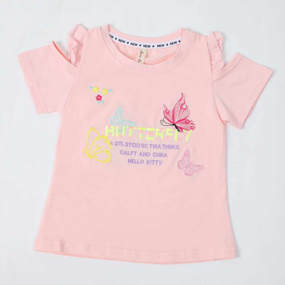 Girls Half Sleeves T-Shirt - Baby Pink, Girls T-Shirts, Chase Value, Chase Value