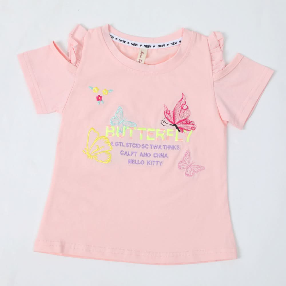 Girls Half Sleeves T-Shirt - Baby Pink, Girls T-Shirts, Chase Value, Chase Value