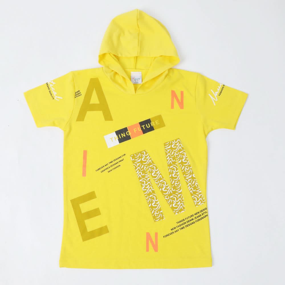 Boys Hooded T-Shirt - Yellow, Boys T-Shirts, Chase Value, Chase Value