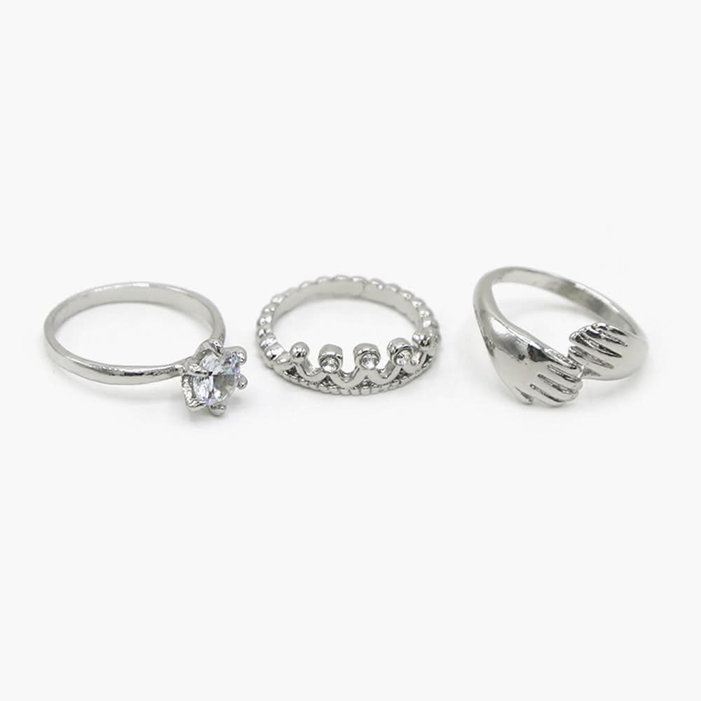 Women's Ring Pack of 3 - Silver, Women Finger Rings, Chase Value, Chase Value