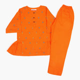 Girls Embroidered Shalwar Suit - Orange, Girls Shalwar Kameez, Chase Value, Chase Value