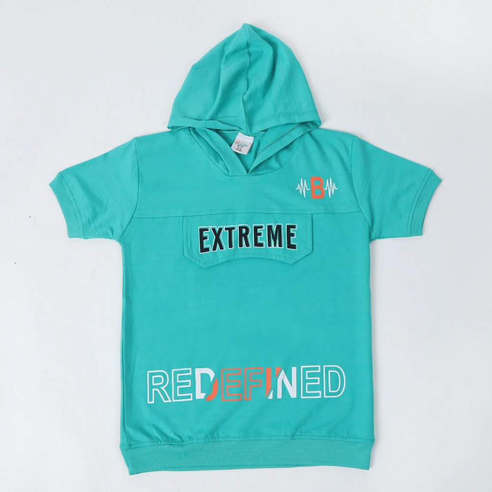 Boys Hooded T-Shirt - Cyan, Boys T-Shirts, Chase Value, Chase Value